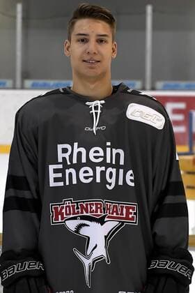 Eishockey DEL Mannschaftsfoto und Spielerportraits Kölner Haie Koelns Robin Palka (Nr.20)