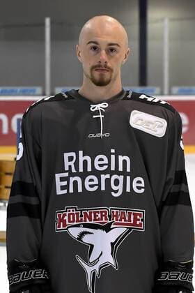 Eishockey DEL Mannschaftsfoto und Spielerportraits Kölner Haie Koelns Fabio Pfohl (Nr.95)