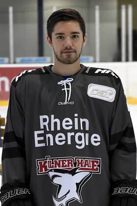 Eishockey DEL Mannschaftsfoto und Spielerportraits Kölner Haie Koelns Dominik Tiffels (Nr.7)