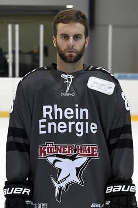 Eishockey DEL Mannschaftsfoto und Spielerportraits Kölner Haie Koelns Benjamin Hanowaki (Nr.86)