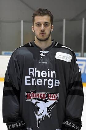 Eishockey DEL Mannschaftsfoto und Spielerportraits Kölner Haie Koelns Mick Koehler (Nr.77)