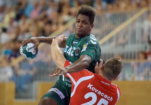 Handball 03.08.2018 Saisonstart Saison 2018 2019 BLITZTURNIER in der MBS Arena Potsdam FUECHSE Berlin geg 1 VfL Potsdam Wael JALLOUZ 42 Fuechse geg Marek KOVACECH 25 VfL