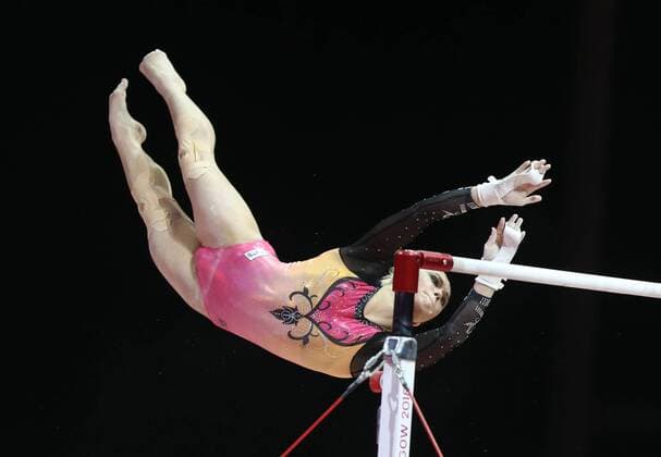 Angelina Melnikova, RUS, during team final of 2018 European Seniors Artistics Championships in Glasgow; 04 08 2018;