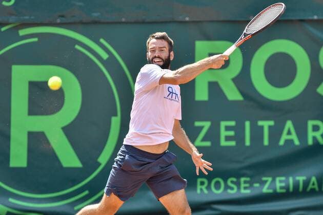 GER, 1. Tennis-Point Bundesliga Herren, Tennis Ewige Liebe BW Neuss vs. TV Reutlingen 1 05.08.2018, Tennis Ewige Liebe BW Neuss, GER, 1. Tennis-Point Bundesliga Herren, Tennis Ewige Liebe BW Neuss vs. TV Reutlingen 1, im Bild Safranek, Vaclav CZE beim Vorhandschlag