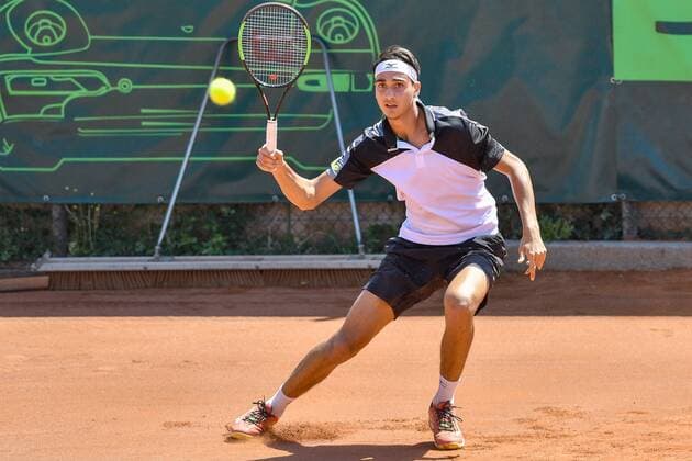 GER, 1. Tennis-Point Bundesliga Herren, Tennis Ewige Liebe BW Neuss vs. TV Reutlingen 1 05.08.2018, Tennis Ewige Liebe BW Neuss, GER, 1. Tennis-Point Bundesliga Herren, Tennis Ewige Liebe BW Neuss vs. TV Reutlingen 1, im Bild Sonego, Lorenzo ITA beim Vorhandschlag