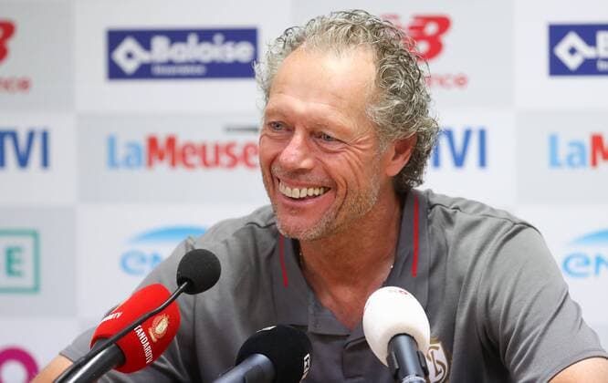 Standard s head coach Michel Preud homme pictured during a press conference PK Pressekonferenz of Belgian soccer team Standard de Liege, Monday 06 August 2018 in Liege. The team is preparing for the first leg of the third qualifying round of the UEFA Champions League against Dutch club AFC Ajax. VIRGINIExLEFOUR  x05399465x