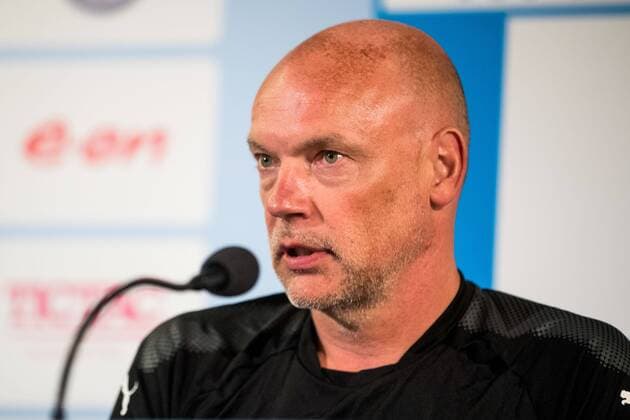 180806 Head coach Uwe Rösler of Malmö FF during a press conference PK Pressekonferenz and practice ahead of the UEFA Champions League qualifying match between Malmö FF and Vidi on August 6, 2018 in Malmö. Photo: Mathilda Ahlberg BILDBYRN Cop 178 Copyright: MATHILDAxAHLBERG BB180806MA083