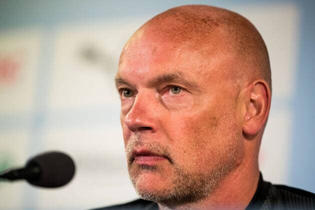180806 Head coach Uwe Rösler of Malmö FF during a press conference PK Pressekonferenz and practice ahead of the UEFA Champions League qualifying match between Malmö FF and Vidi on August 6, 2018 in Malmö. Photo: Mathilda Ahlberg BILDBYRN Cop 178 Copyright: MATHILDAxAHLBERG BB180806MA087
