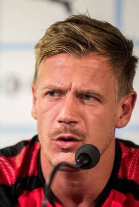 180806 Goalkeeper Johan Dahlin of Malmö FF during a press conference PK Pressekonferenz ahead of the UEFA Champions League qualifying match between Malmö FF and Vidi on August 6, 2018 in Malmö. Photo: Mathilda Ahlberg BILDBYRN Cop 178 Copyright: MATHILDAxAHLBERG BB180806MA093