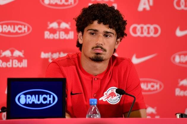 SOCCER - CL, RBS vs Shkendjia SALZBURG,AUSTRIA,07.AUG.18 - SOCCER - UEFA Champions League, qualification, Red Bull Salzburg vs KF Shkendjia, preview, press conference PK Pressekonferenz RBS. Image shows Andre Ramalho (RBS). GEPAxpictures xFlorianxErtl