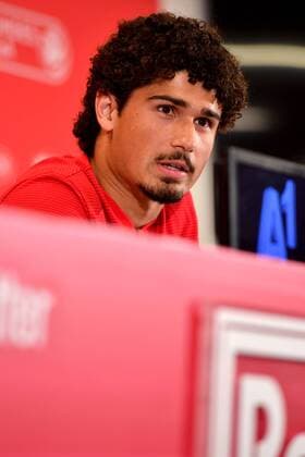 SOCCER - CL, RBS vs Shkendjia SALZBURG,AUSTRIA,07.AUG.18 - SOCCER - UEFA Champions League, qualification, Red Bull Salzburg vs KF Shkendjia, preview, press conference PK Pressekonferenz RBS. Image shows Andre Ramalho (RBS). GEPAxpictures xFlorianxErtl