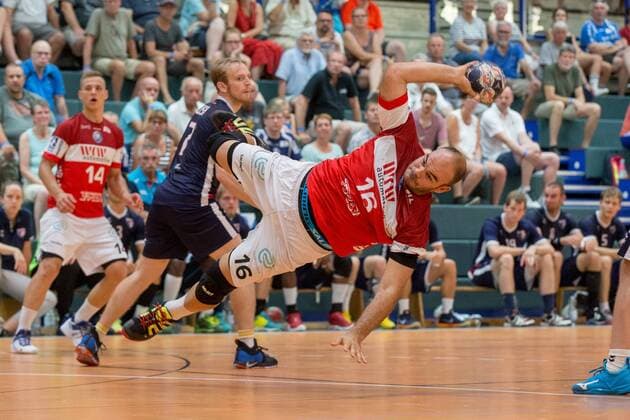 Rafael Baena Gonzalez ( 16, Bergischer HC) beim Wurf Bergischer HC vs. Team USA, Handball HBL, Testspiel, 07.08.18 Solingen NRW Deutschland Klingenhalle