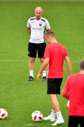 SOCCER - CL, RBS vs Shkendija SALZBURG,AUSTRIA,07.AUG.18 - SOCCER - UEFA Champions League, qualification, Red Bull Salzburg vs KF Shkendija, preview, training Shkendija. Image shows head coach Qatip Osmani (Shkendjia). GEPAxpictures xFlorianxErtl