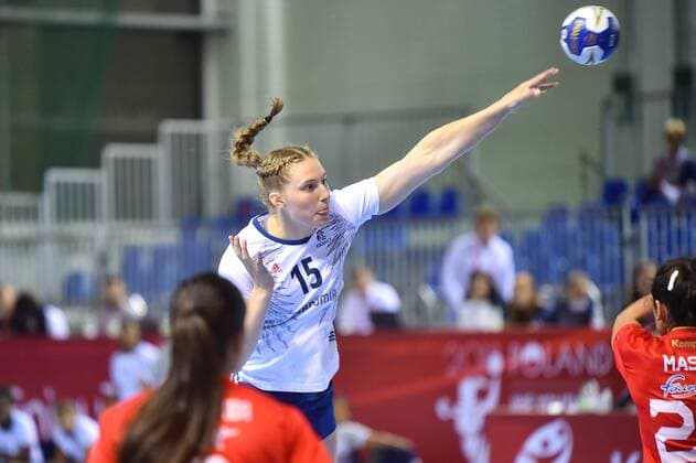 2018.08.08 Kielce Pilka reczna Mlodziezowe Mistrzostwa Swiata w Pilce Recznej Kobiet do lat 18 Tunezja - Francja N z JARRIGE Eva Foto Lukasz Laskowski PressFocus 2018.08.08 Kielce Handball IHF Youth U18 Womens World Championship WM Weltmeisterschaft 2018 Tunisia v France JARRIGE Eva Credit: Lukasz Laskowski PressFocus NEWSPIX.PL --- Newspix.pl  20180808LUK_390