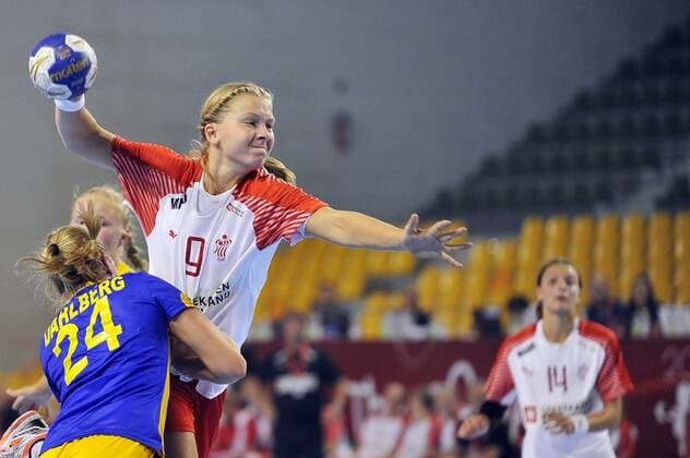 2018.08.08 Kielce Pilka reczna Mlodziezowe Mistrzostwa Swiata w Pilce Recznej Kobiet do lat 18 Szwecja - Dania N z Michala Elsberg Moller Foto Norbert Barczyk PressFocus 2018.08.08 Kielce Handball IHF Youth U18 Womens World Championship WM Weltmeisterschaft 2018 Sweden - Denmark Michala Elsberg Moller Credit: Norbert Barczyk PressFocus NEWSPIX.PL --- Newspix.pl  20180808NB0030