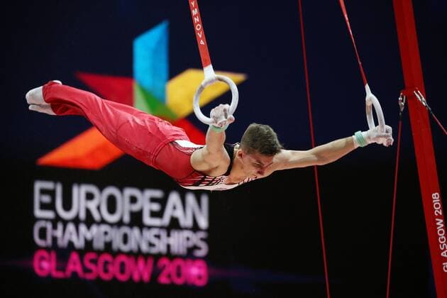 Sport Bilder des Tages Oleg Ivanovs, LAT, during podiumtraining at 2018 European Juniors Artistics Championships in Glasgow; 08 08 2018;