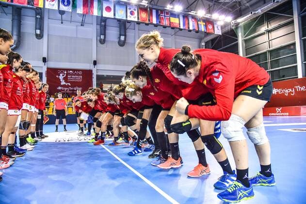 2018.08.08 Kielce Pilka reczna Mlodziezowe Mistrzostwa Swiata w Pilce Recznej Kobiet do lat 18 Czarnogora - Hiszpania N z Foto Lukasz Laskowski PressFocus 2018.08.08 Kielce Handball IHF Youth U18 Womens World Championship WM Weltmeisterschaft 2018 Montenegro - Spain Credit: Lukasz Laskowski PressFocus NEWSPIX.PL --- Newspix.pl FRANCE OUT!  20180808LUK_491