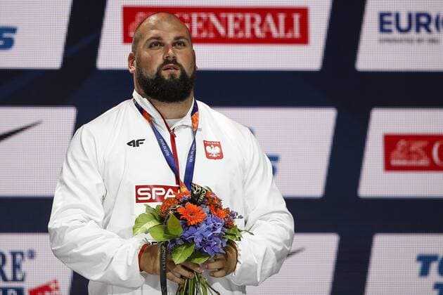 European Athletics Championships; Berlin, 08.08.2018 Gold im Kugelstossen fuer Michal Haratyk (POL); European Athletics Championships am 08.08.18 im Olympiastadion in Berlin (Deutschland).