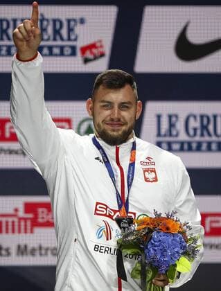 Sport Bilder des Tages European Athletics Championships; Berlin, 08.08.2018 Silber im Kugelstossen fuer Konrad Bukowiecki (POL); European Athletics Championships am 08.08.18 im Olympiastadion in Berlin (Deutschland).