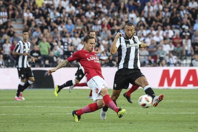 August 8, 2018 - Thessaloniki, Greece - Omar El Kaddouri PAOK s player seen in action..PAOK vs Spartak Moscow for Champions League third qualifying round. PAOK defeated Spartak from Moscow in Toumba Stadium in Thessaloniki, Greece with score 3-2. PAOK vs Spartak in Toumba Stadium, Greece - 08 Aug 2018 - ZUMAs197 84906252st Copyright: xNicolasxEconomoux