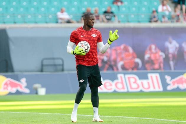 09.08.2018, xtgx, Fussball Europa League 3. Qualirunde, RB Leipzig - CS Universitatea Craiova emspor, v.l. Yvon Mvogo (Leipzig) Leipzig