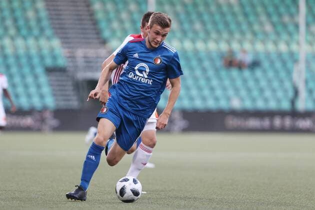 ZILINA 09.08.2018 PILKA NOZNA LIGA EUROPY III RUNDA KWALIFIKACJI THIRD ROUND QUALIFICATION UEFA EUROPA LEAGUE AS TRENCIN - FEYENOORD ROTTERDAM NZ. DYLAN VENTE (FEYENOORD) FOT. MICHAL CHWIEDUK FOKUSMEDIA NEWSPIX.PL --- Newspix.pl  180809CHW005
