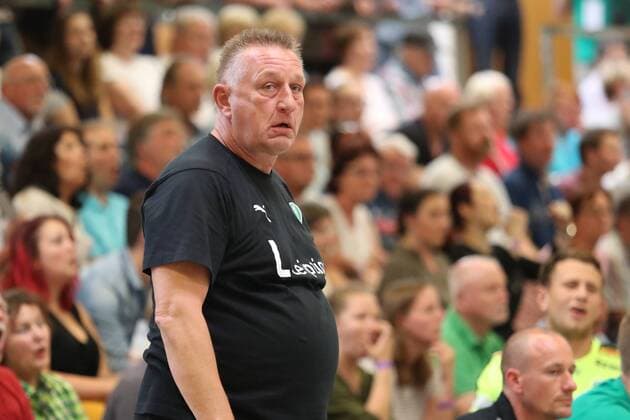 SC DHfK Leipzig vs. MHB - Montpellier Handball, Handball, Internationaler Heide-Cup 2018, 10.08.18 Michael Biegler (SC DHfK Leipzig, Trainer)