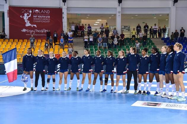 2018.08.11 Kielce Pilka reczna Mlodziezowe Mistrzostwa Swiata w Pilce Recznej Kobiet do lat 18 Francja - Kazachstan N z Foto Lukasz Laskowski PressFocus 2018.08.11 Kielce Handball IHF Youth U18 Womens World Championship WM Weltmeisterschaft 2018 France v Kazakhstan Credit: Lukasz Laskowski PressFocus NEWSPIX.PL --- Newspix.pl france out!  20180811LUK_002