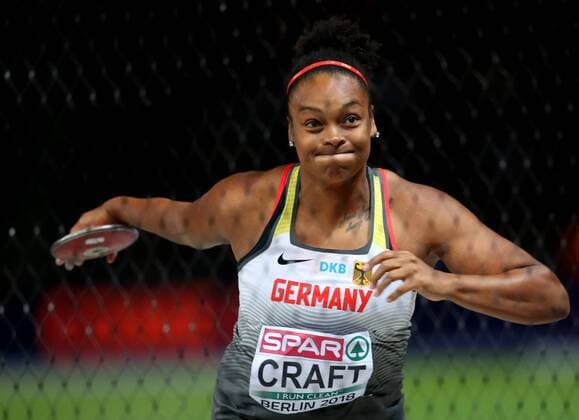BAU 11.08.2018 Berlin Leichtathletik EM 2018, Diskuswurf Frauen, Shanice Craft (GER, 3. Platz)
