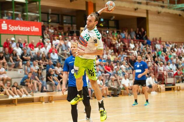 24 Marcel Schiller (Frisch Auf Goeppingen), Ribe-Esbjerg HH vs. HBC Nantes, Sparkassencup 2018, Handball, Herren, Handboldligaen, Ligue Nationale de Handball, 11.08.2018, GER, Sparkassen-Cup 2018, Ehingen, Handball, 11.08.2018 Ehingen Copyright: xEIBNER Michael_Schmidtx EP_MST