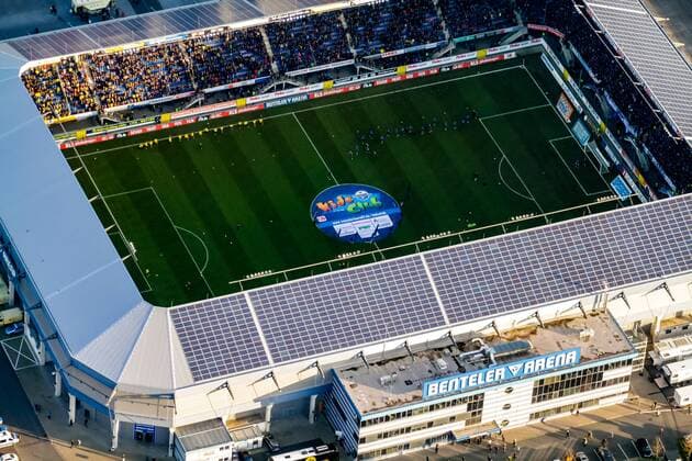 Fußball, Stadiongeschichte SC Paderborn Benterler Arena des SC Paderborn. 2. Fußballbundesliga. Stadion,