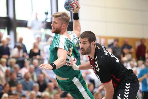 HC Varder Skopje vs. SC DHfK Leipzig, Handball, Internationaler Heide-Cup 2018, 12.08.18 Maciej Gebala (Nr.28, SC DHfK Leipzig) gegen Vuko Borozan (Nr.34, HC Vardar Skopje)