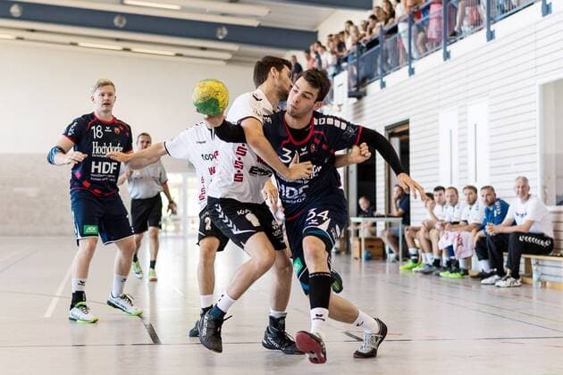Sandro Muench (H2KU, 34) H2KU Herrenberg gegen SV 64 Zweibruecken, Handball, Oberliga, Testspiel, 2018 2019, 12.08.2018, SG H2KU Herrenberg gegen SV 64 Zweibruecken, Handball, Oberliga, Testspiel, 2018 2019, 12.08.2018 Haslach Copyright: xEIBNER SaschaxWaltherx EP_SWA