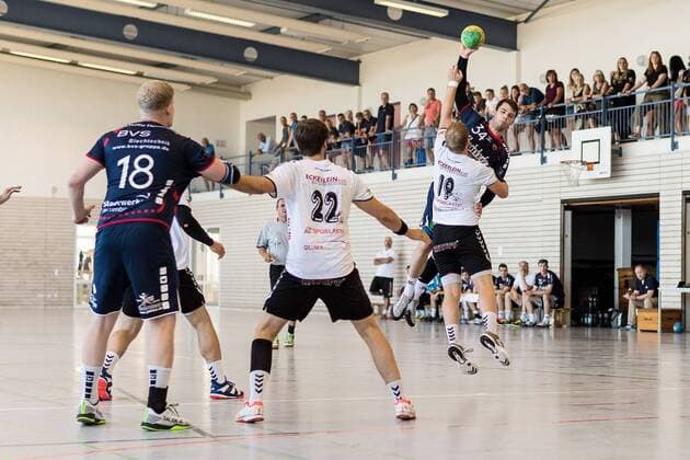 Sandro Muench (H2KU, 34) H2KU Herrenberg gegen SV 64 Zweibruecken, Handball, Oberliga, Testspiel, 2018 2019, 12.08.2018, SG H2KU Herrenberg gegen SV 64 Zweibruecken, Handball, Oberliga, Testspiel, 2018 2019, 12.08.2018 Haslach Copyright: xEIBNER SaschaxWaltherx EP_SWA