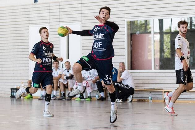 Sandro Muench (H2KU, 34) H2KU Herrenberg gegen SV 64 Zweibruecken, Handball, Oberliga, Testspiel, 2018 2019, 12.08.2018, SG H2KU Herrenberg gegen SV 64 Zweibruecken, Handball, Oberliga, Testspiel, 2018 2019, 12.08.2018 Haslach Copyright: xEIBNER SaschaxWaltherx EP_SWA