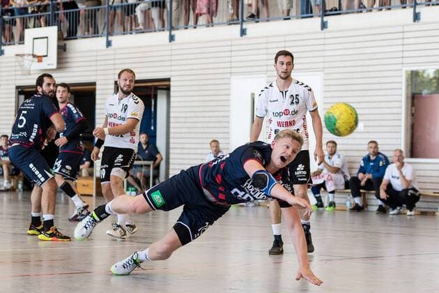 Sascha Marquardt (H2KU, 18) SG H2KU Herrenberg gegen SV 64 Zweibruecken, Handball, Oberliga, Testspiel, 2018 2019, 12.08.2018, SG H2KU Herrenberg gegen SV 64 Zweibruecken, Handball, Oberliga, Testspiel, 2018 2019, 12.08.2018 Haslach Copyright: xEIBNER SaschaxWaltherx EP_SWA
