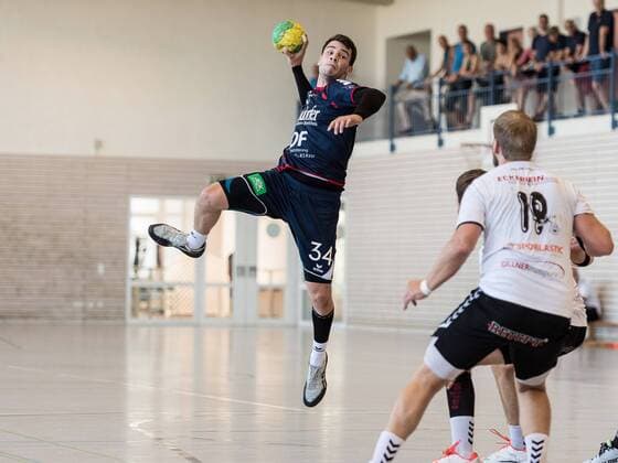 Sandro Muench (H2KU, 34) H2KU Herrenberg gegen SV 64 Zweibruecken, Handball, Oberliga, Testspiel, 2018 2019, 12.08.2018, SG H2KU Herrenberg gegen SV 64 Zweibruecken, Handball, Oberliga, Testspiel, 2018 2019, 12.08.2018 Haslach Copyright: xEIBNER SaschaxWaltherx EP_SWA