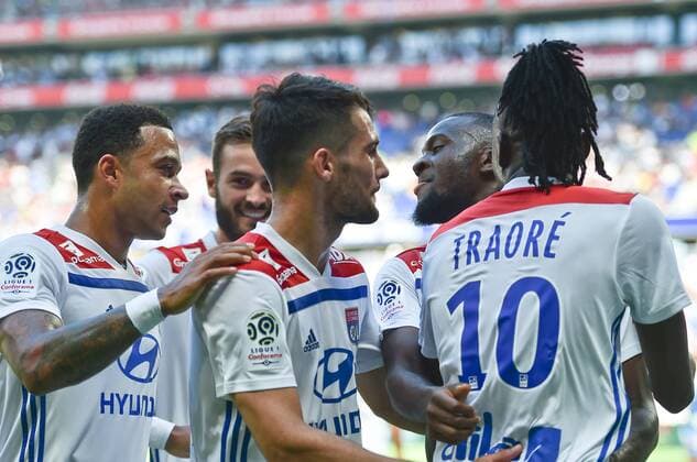 14 LEO DUBOIS (OL) - 11 MEMPHIS DEPAY (OL) - JOIE FOOTBALL : Lyon vs Amiens - Ligue 1 Conforama - 12 08 2018 FEP Panoramic 