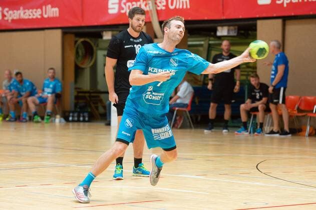 7 Bobby Schagen (TVB 1898 Stuttgart), 18 Rasmus Boysen (Ribe-Esbjerg HH), TVB 1898 Stuttgart vs. Ribe-Esbjerg HH, Sparkassencup 2018, Handball, Herren, Handboldligaen, 1. Bundesliga, 12.08.2018, Sparkassen-Cup Ehingen 2018, 12.08.2018 Ehingen Copyright: xEIBNER Michael_Schmidtx EP_MST