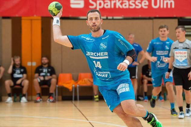 14 Simon Baumgarten (TVB 1898 Stuttgart), TVB 1898 Stuttgart vs. Ribe-Esbjerg HH, Sparkassencup 2018, Handball, Herren, Handboldligaen, 1. Bundesliga, 12.08.2018, Sparkassen-Cup Ehingen 2018, 12.08.2018 Ehingen Copyright: xEIBNER Michael_Schmidtx EP_MST