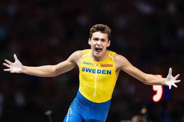 Sport Themen der Woche KW32 Sport Bilder des Tages 180812 Armand Duplantis of Sweden celebrates clearing 6 metres in the menÂ s pole vault final during the European Athletics Championships on August 12, 2018 in Berlin. Photo: Vegard Wivestad Grott BILDBYRAN kod VG 170206 Copyright: VEGARDxWIVESTADxGRoTT BB180812ZL003