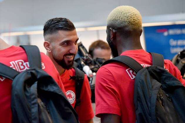 SOCCER - UEFA CL quali, Shkendija vs RBS SALZBURG,AUSTRIA,13.AUG.18 - SOCCER - UEFA Champions League, qualification, KF Shkendija vs Red Bull Salzburg, mixed zone. Image shows Munas Dabbur (RBS). GEPAxpictures xFlorianxErtl