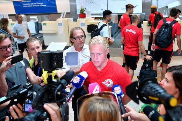 SOCCER - UEFA CL quali, Shkendija vs RBS SALZBURG,AUSTRIA,13.AUG.18 - SOCCER - UEFA Champions League, qualification, KF Shkendija vs Red Bull Salzburg, mixed zone. Image shows Xaver Schlager (RBS). GEPAxpictures xFlorianxErtl