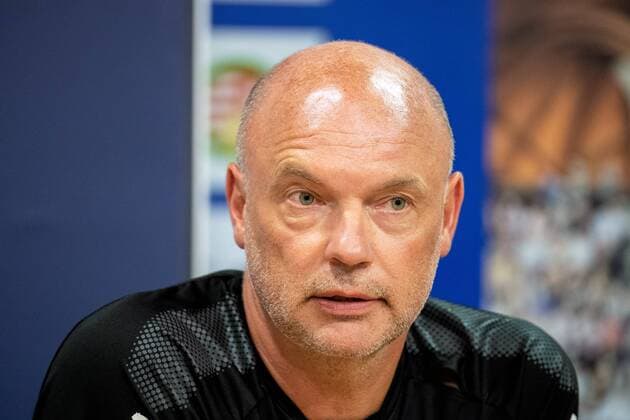 180813 head coach Uwe Rösler of Malmö FF during a press conference PK Pressekonferenz and practice ahead of the UEFA Champions League qualifying match between Vidi and Malmö FF on August 13, 2018 in Felcsut. Photo: Ludvig Thunman BILDBYRAN kod LT 35515 Copyright: LUDVIGxTHUNMAN BB180813LT010