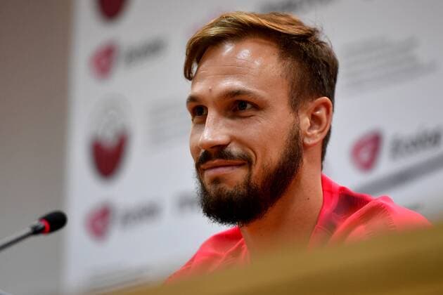 SOCCER - UEFA CL quali, Shkendija vs RBS SKOPJE,MACEDONIA,13.AUG.18 - SOCCER - UEFA Champions League, qualification, KF Shkendija vs Red Bull Salzburg, press conference PK Pressekonferenz Image shows Andreas Ulmer (RBS). GEPAxpictures xFlorianxErtl