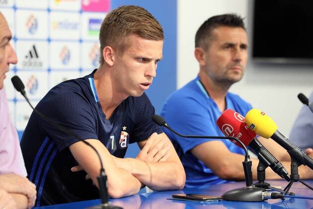 GNK Dinamo press conference PK Pressekonferenz - Zagreb, Croatia 13.08.2018., Zagreb, Croatia - Nenad Bjelica and Dani Olmo from GNK Dinamo held press conference befpore match with FC Astana .  JuricaxGaloic PIXSELL