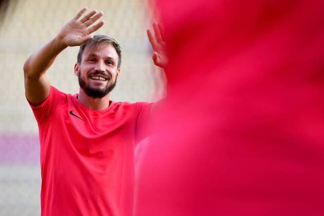 SOCCER - UEFA CL quali, Shkendija vs RBS SKOPJE,MACEDONIA,13.AUG.18 - SOCCER - UEFA Champions League, qualification, KF Shkendija vs Red Bull Salzburg, training. Image shows Andreas Ulmer (RBS). GEPAxpictures xFlorianxErtl