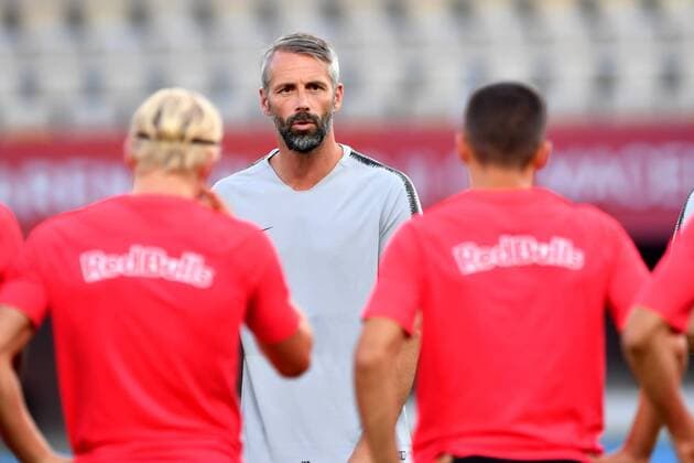 SOCCER - UEFA CL quali, Shkendija vs RBS SKOPJE,MACEDONIA,13.AUG.18 - SOCCER - UEFA Champions League, qualification, KF Shkendija vs Red Bull Salzburg, training. Image shows head coach Marco Rose (RBS). GEPAxpictures xFlorianxErtl