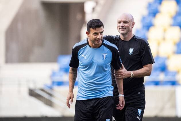 180813 Behrang Safari and head coach Uwe Rösler of Malmö FF during a practice ahead of the UEFA Champions League qualifying match between Vidi and Malmö FF on August 13, 2018 in Felcsut. Photo: Ludvig Thunman BILDBYRN kod LT 35515 Copyright: LUDVIGxTHUNMAN BB180813LT057