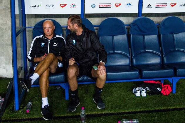 180814 head coach Uwe Rösler and assistant coach Andreas Georgson of Malmö FF during the UEFA Champions League qualifying match between Vidi and Malmö FF on August 14, 2018 in Felcsut. Photo: Ludvig Thunman BILDBYRN kod LT 35516 Copyright: LUDVIGxTHUNMAN BB180814LT062